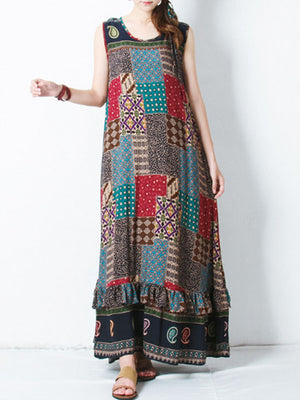 S-5XL Bohemian Printed Maxi Dress