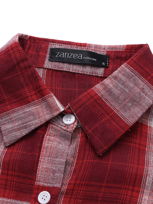 Women Button Down Plaid Shirt Dress