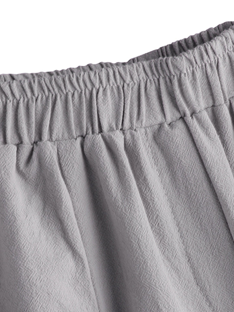 Plus Size Women Cotton Loose Harem Pants with Pockets