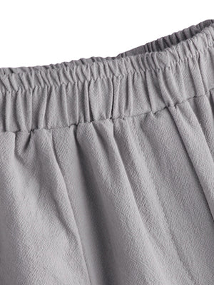 Plus Size Women Cotton Loose Harem Pants with Pockets