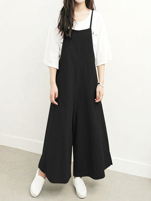 Plus Size Women Overalls Bib Pants Loose Pockets Jumpsuit