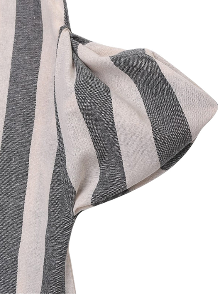 Vertical Striped Dress O-neck Short Sleeves Dresses