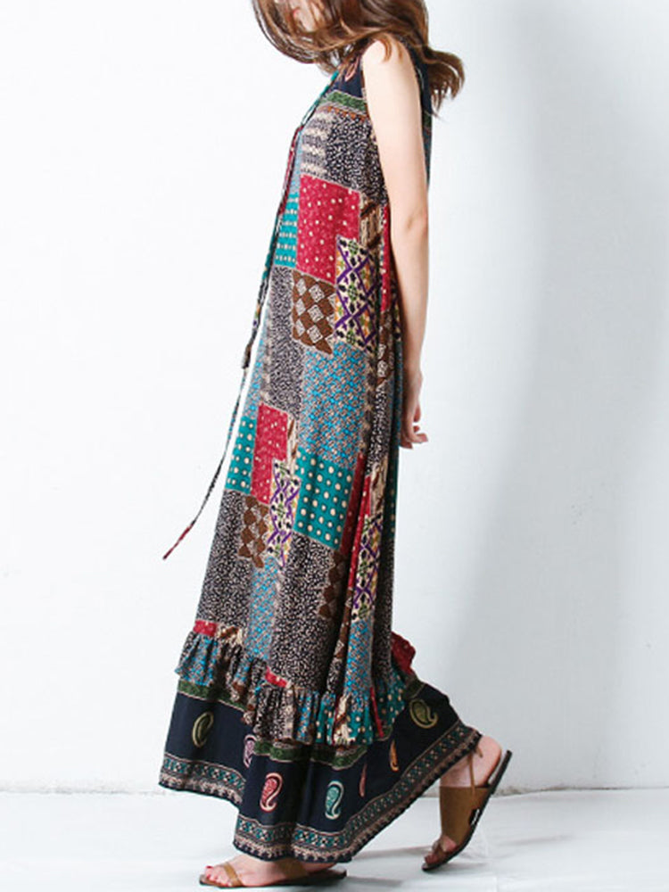 S-5XL Bohemian Printed Maxi Dress
