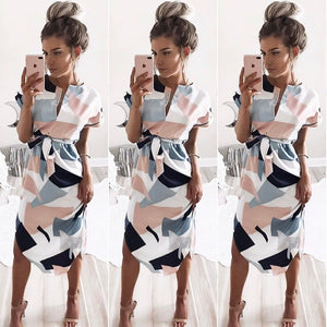 V-Neck Printed Dress