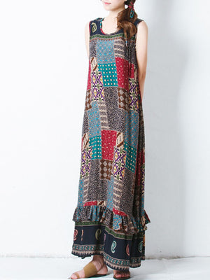 S-5XL Bohemian Printed Maxi Dress