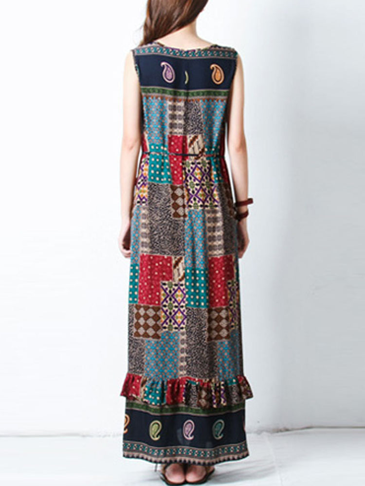 S-5XL Bohemian Printed Maxi Dress