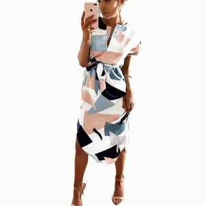 V-Neck Printed Dress