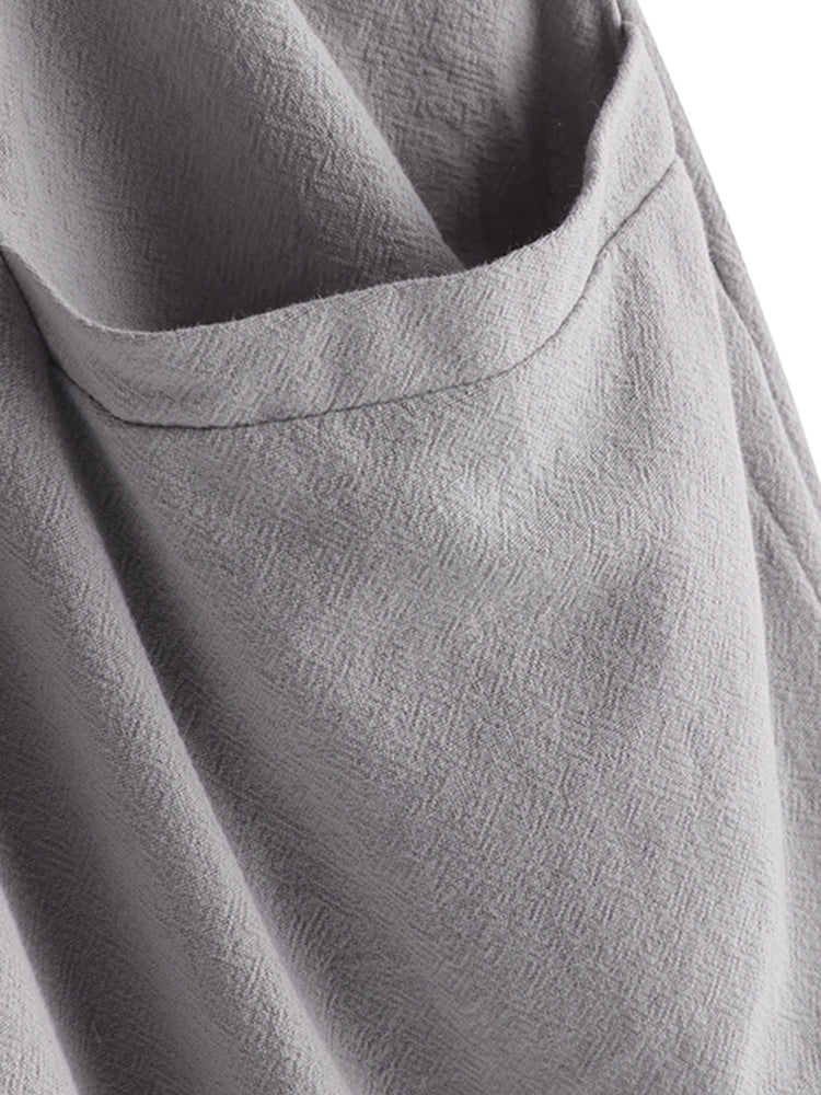 Plus Size Women Cotton Loose Harem Pants with Pockets