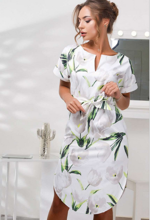 V-Neck Printed Dress