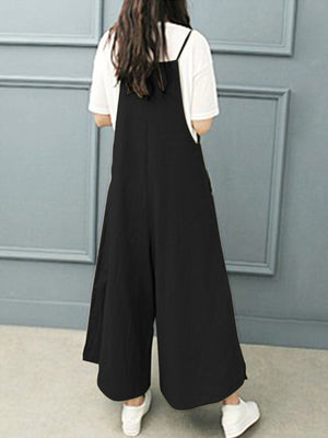 Plus Size Women Overalls Bib Pants Loose Pockets Jumpsuit