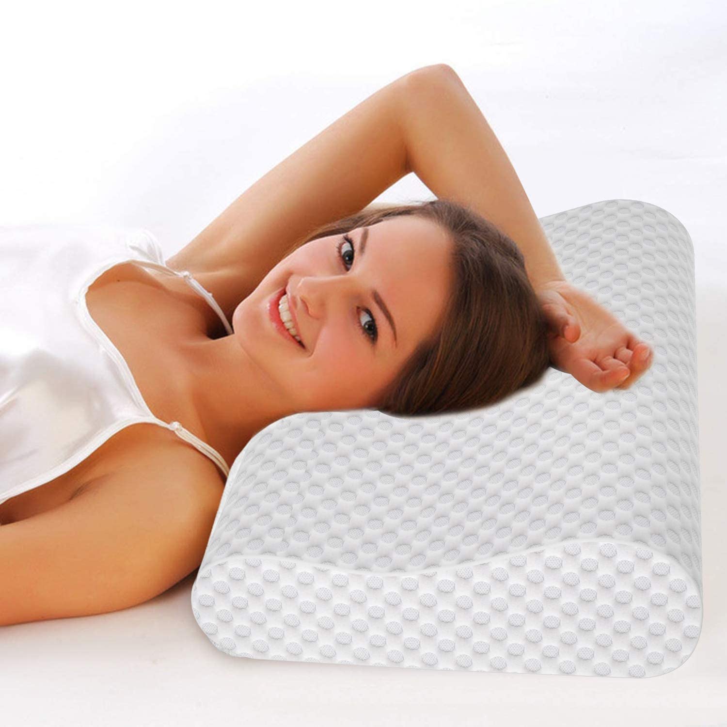 Memory Foam Pillow, Cervical Pillow for Neck Pain, Orthopedic Contour Pillow Support for Back, Stomach, Side Sleepers, Pillow for Sleeping, CertiPUR-US