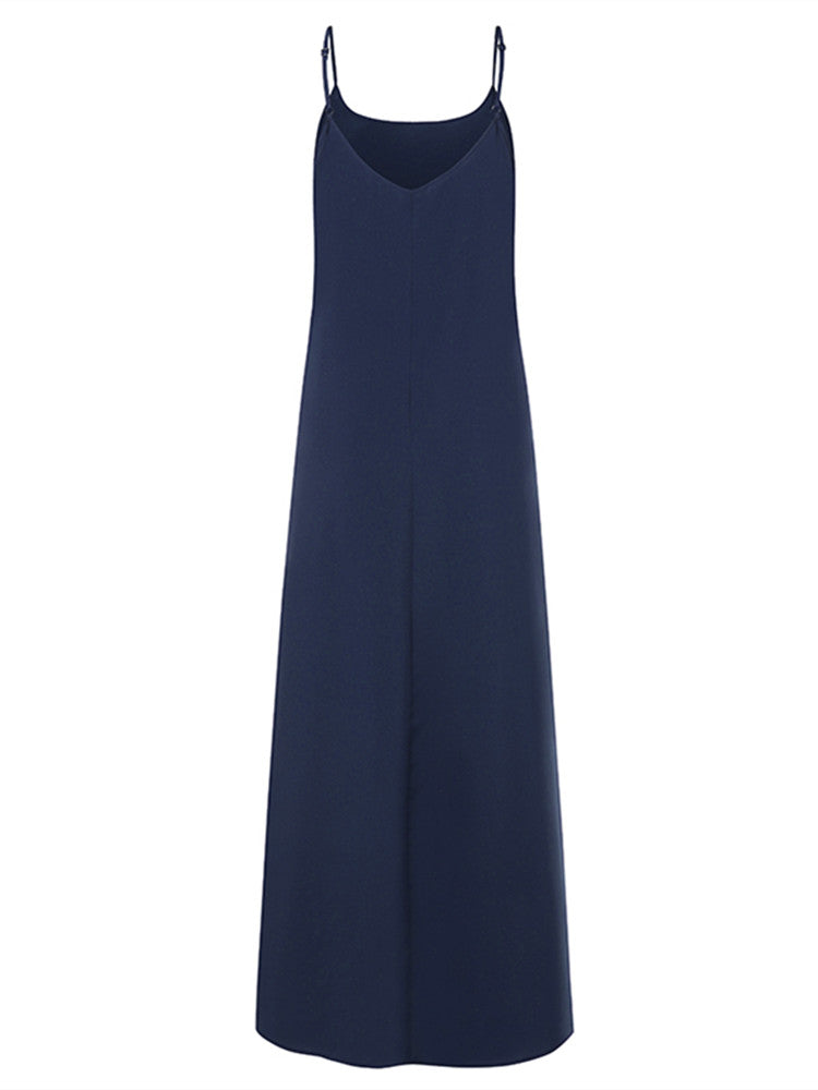 Womens Casual  Sleeveless Solid Summer Long Maxi Dress