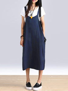 Women Sleeveless Straps Split Hem Dress
