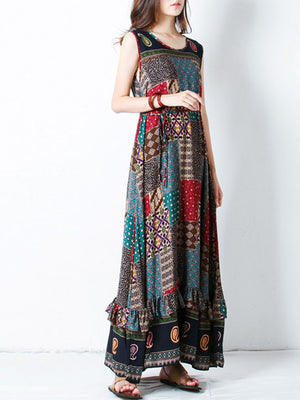 S-5XL Bohemian Printed Maxi Dress