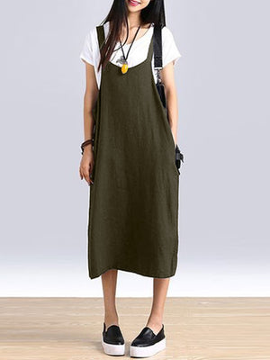 Women Sleeveless Straps Split Hem Dress