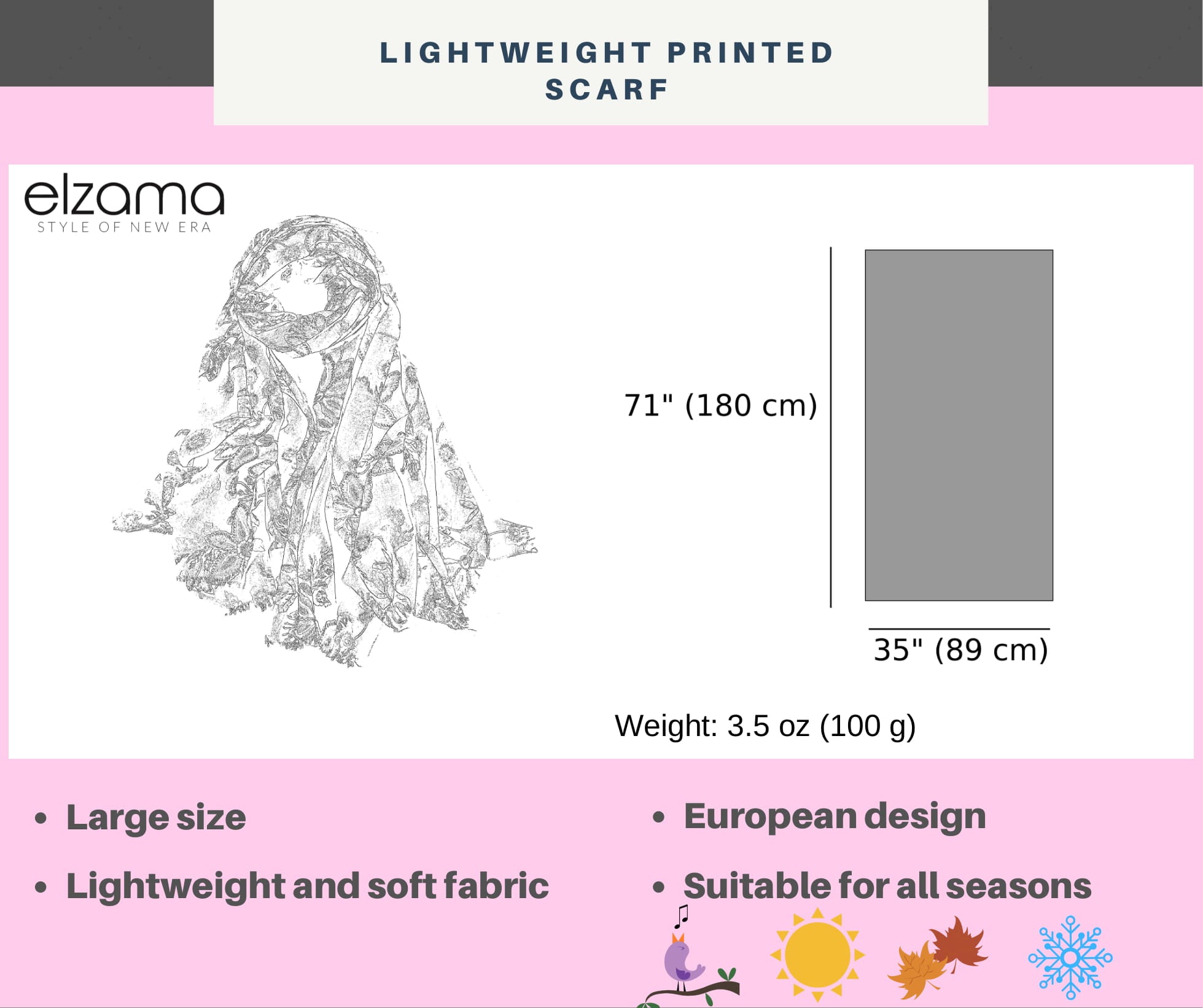 Women Lightweight New Designs Long Cotton Touch Shawl Wrap Warm Scarves