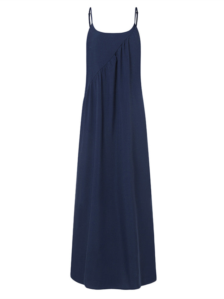 Womens Casual  Sleeveless Solid Summer Long Maxi Dress