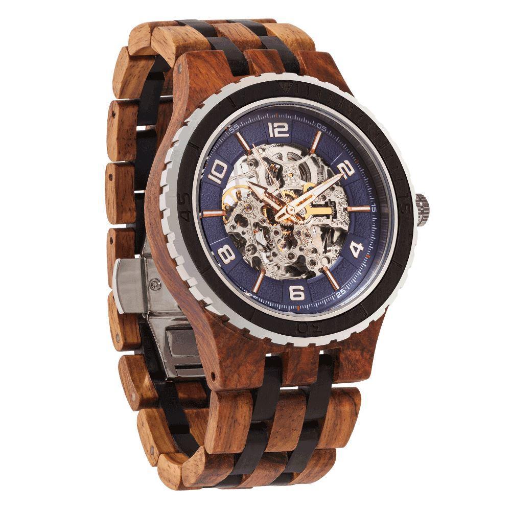 Men's Premium Self-Winding Transparent Body Ambila Ebony Wood Watches